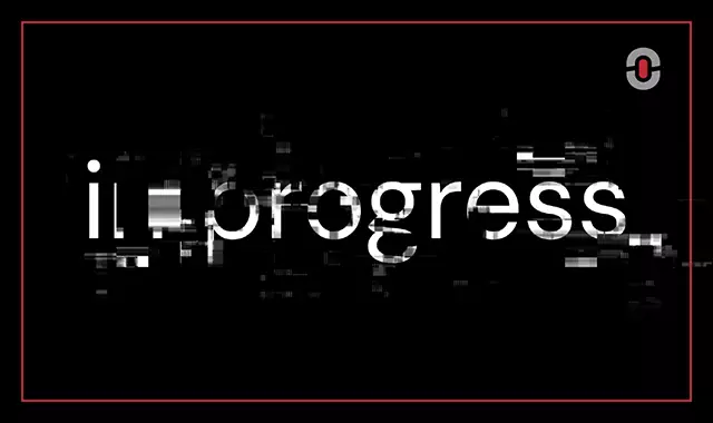 Glitched text reading 'in progress' symbolizing the distorted output of biased AI translation systems. Highlights the invisible errors and societal assumptions embedded in machine-generated translations.