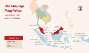 Map of Malay dialects across Southeast Asia showing Brunei and Malaysia