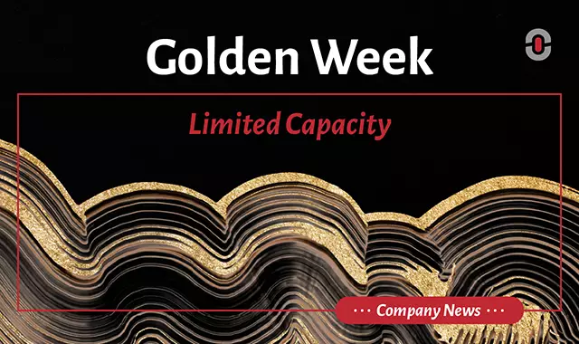 Golden Week Limited Capacity" announcement graphic with a black background, gold glitter wave pattern at the bottom, and bold white and red text.